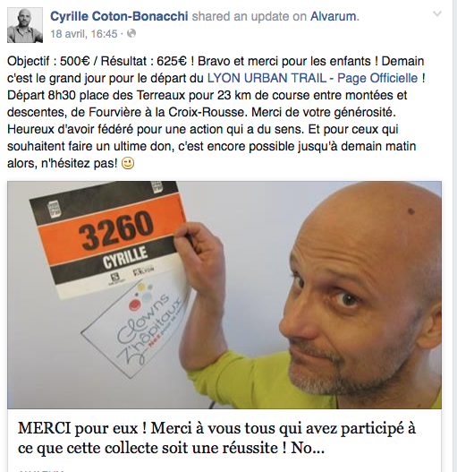 Courir pour les enfants hospitalisés, Lyon Urban Trail: Bravo Cyrille !